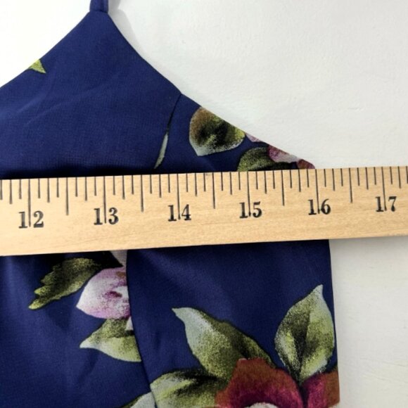 Lulus Always There For Me Navy Blue Floral Print Wrap Maxi Dress Small - Picture 8 of 14